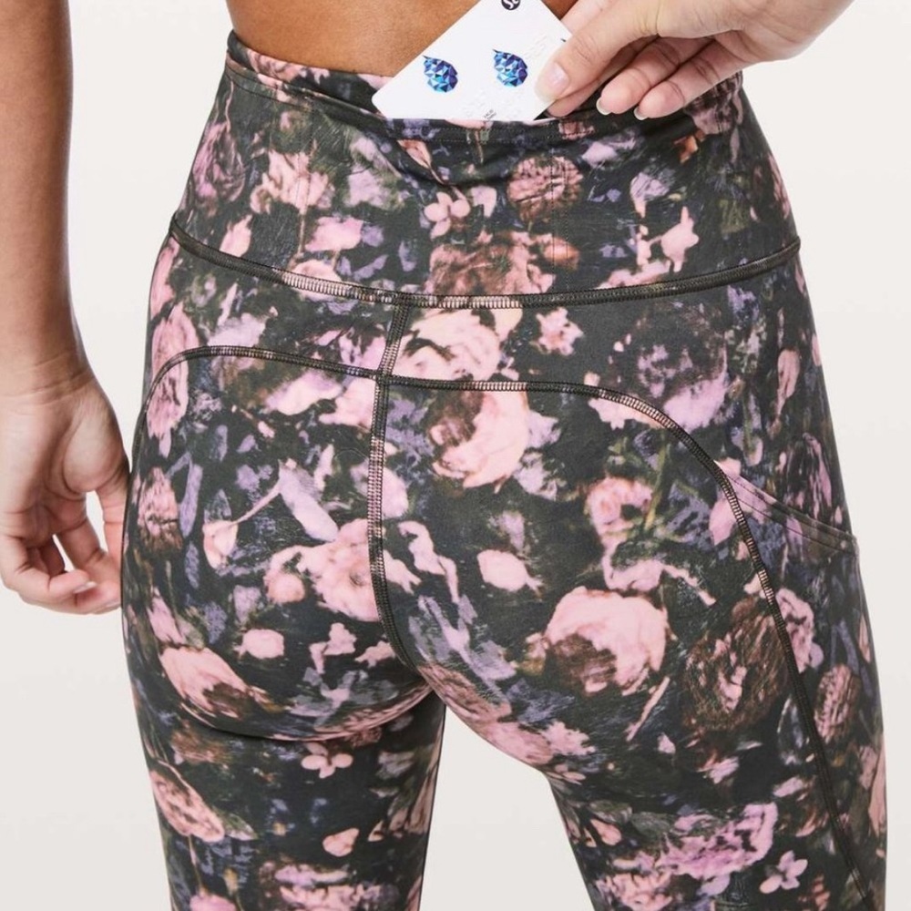 💕 LULULEMON speed crop in frosted rose multi size 2 floral watercolor print